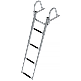 Трап телескопический с поручнем 4 черных ступени 350 мм (040109BT)